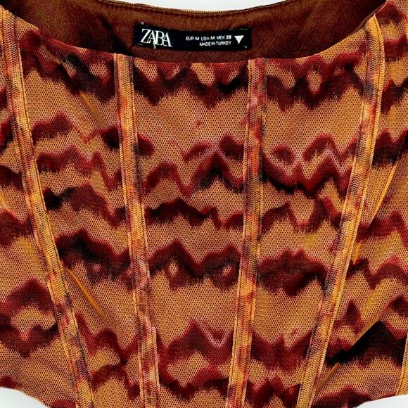 Zara Corset Women's M Y2K Festival Mesh Streetwear Mobwife Chocolate Brown Boho - Picture 2 of 8
